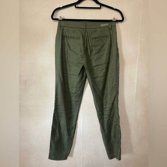Level 99 green straight leg women's 26 linen blend trouser pants EUC - Picture 5 of 7